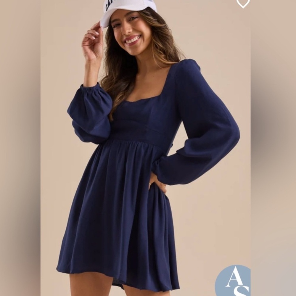 Altar’d State Rayna Long Sleeve Mini Dress | Navy | Size Small | NWOT